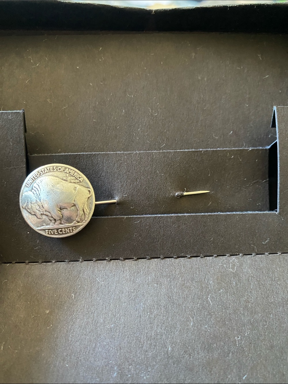 Vintage Buffalo Nickel Hat Pin- Silver-Tone Men’s Accessory
